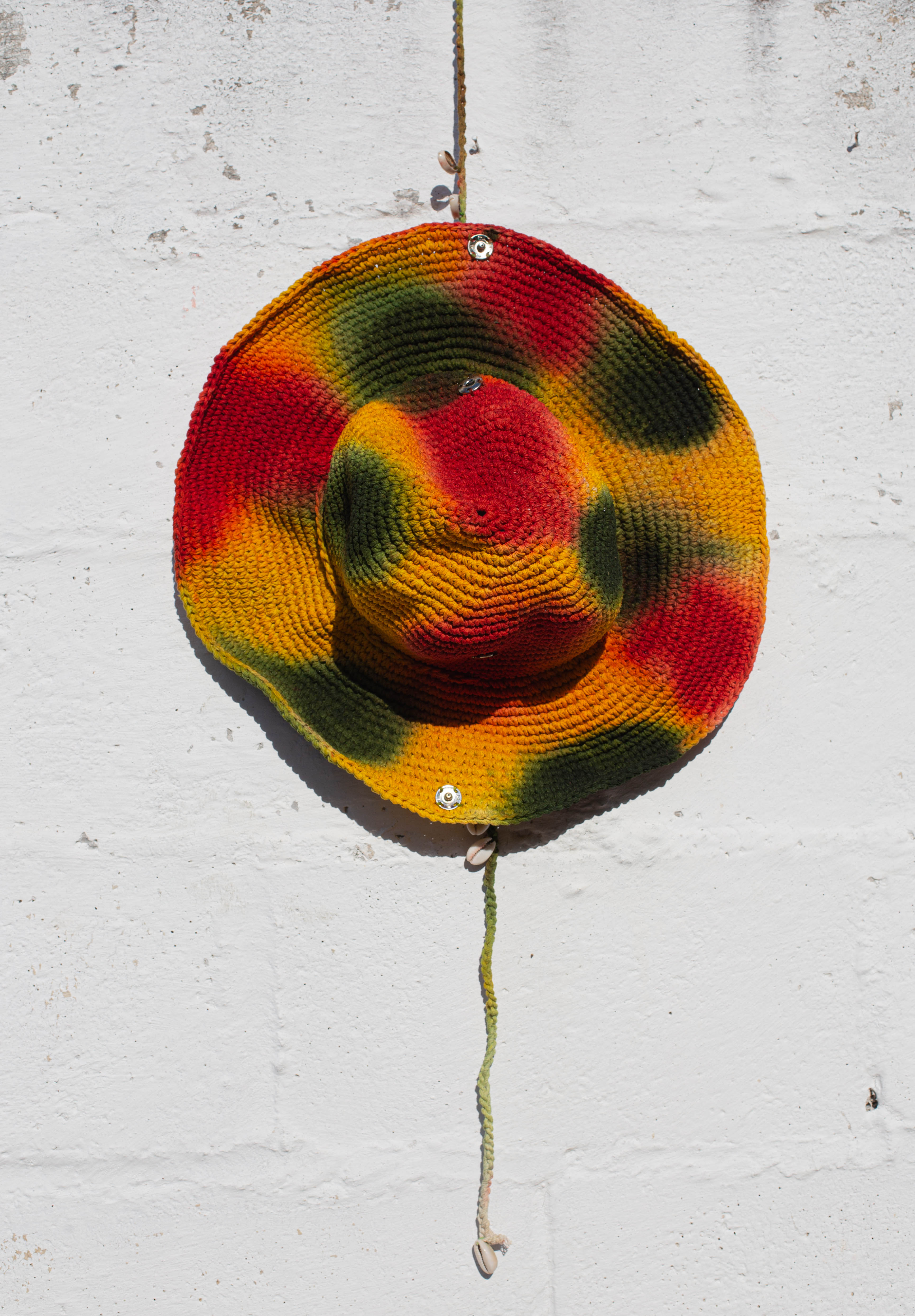 Boho Hat HAND CRAFTED Hat Linen Tie Dye Purple Red Turquoise Yellow Size Medium Embroidered Brim Hats – YUYU - Cultural Shop main image 2